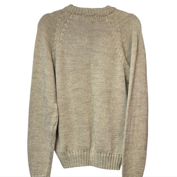 Vintage Men's Classic Cable Knit Crewneck Sweater Unisex Size Large Tan - Picture 4 of 11